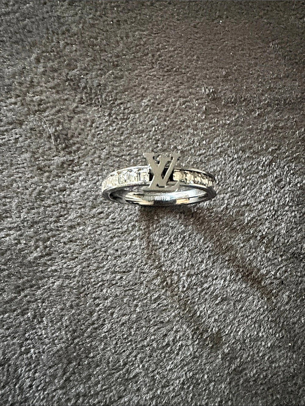 Louis Vuitton LV Iconic Rhinestone Ring Silver Ring Size 8